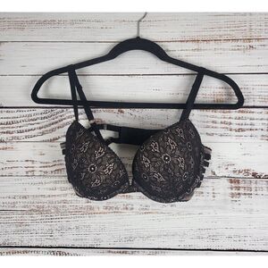 Victoria's Secret Very Sexy Push Up Bra 34D Womens Underwired Padded Pink Black